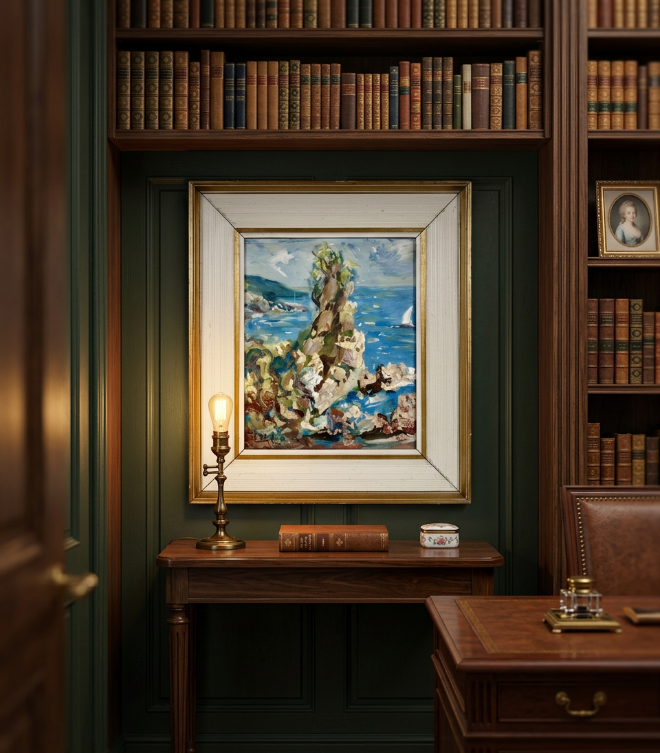 Acantilado y velero · En otra decoración