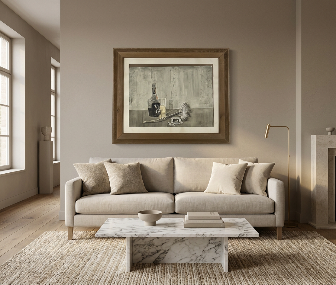 Bodegón con botella y vaso · En decoración