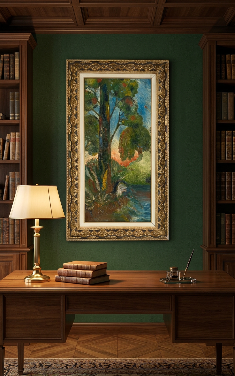 Paisaje con árbol y río · En otra decoración