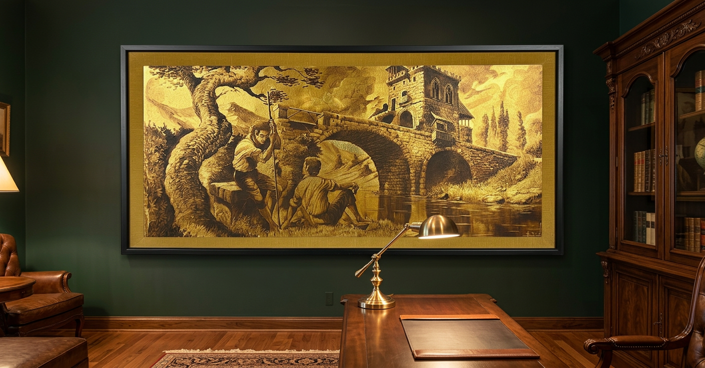 Pastores junto al puente · En otra decoración
