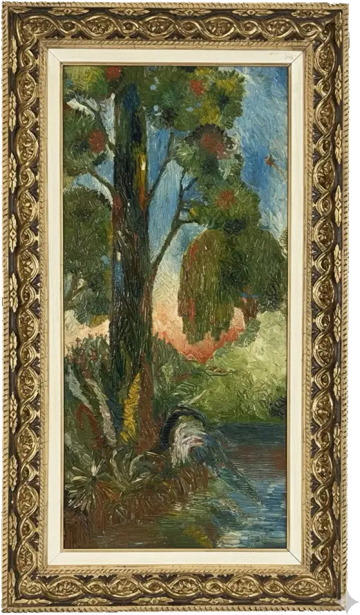 Paisaje con árbol y río en la galería
