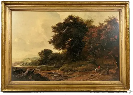 Paisaje rural con caminantes en la galería