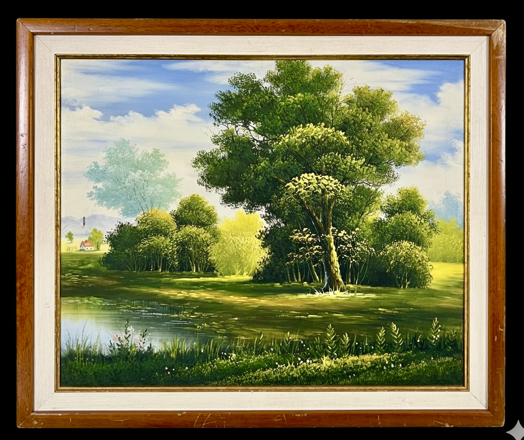 Paisaje con lago y árbol central · Foto 01