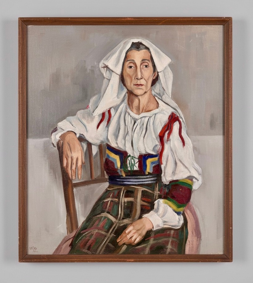 Mujer con tocado blanco · Foto 01